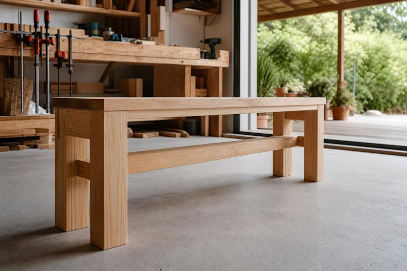 Fabriquer un banc en bois : plan, cotes et assemblages pour un modèle solide