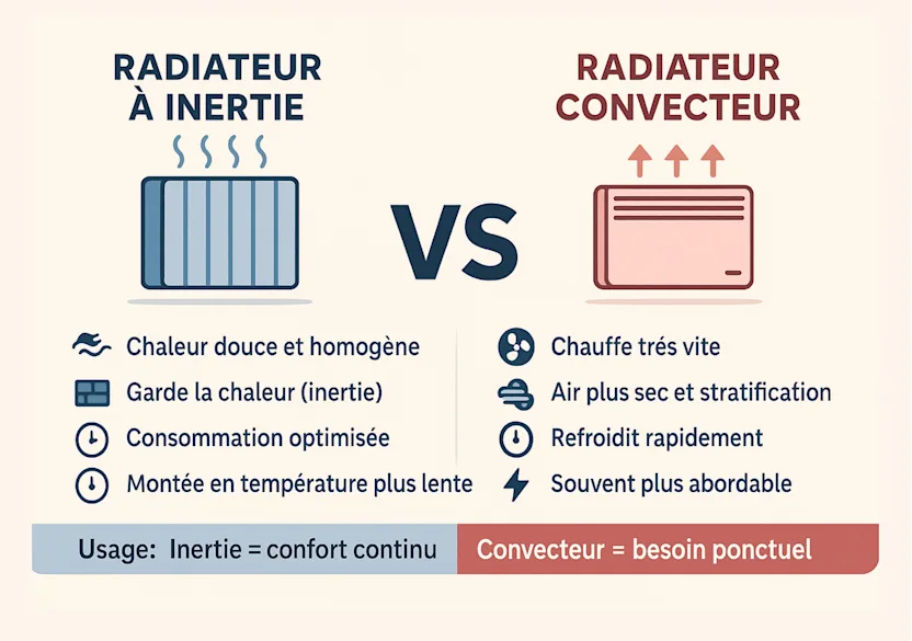 Quelle différence entre radiateur à inertie et radiateur convecteur ?