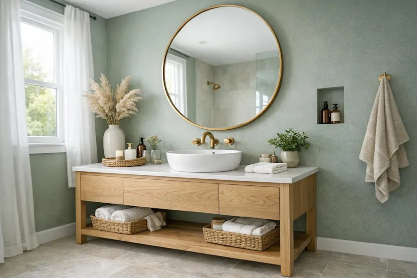 Salle de bain verte : quelles nuances, matières et finitions pour un rendu réussi