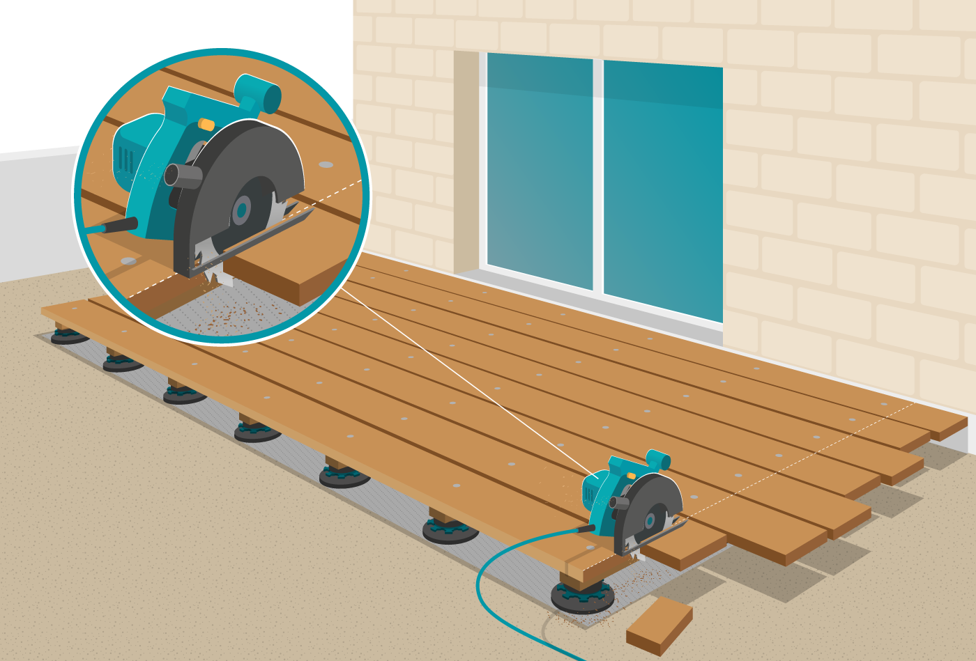 Come costruire un pavimento in decking su supporti