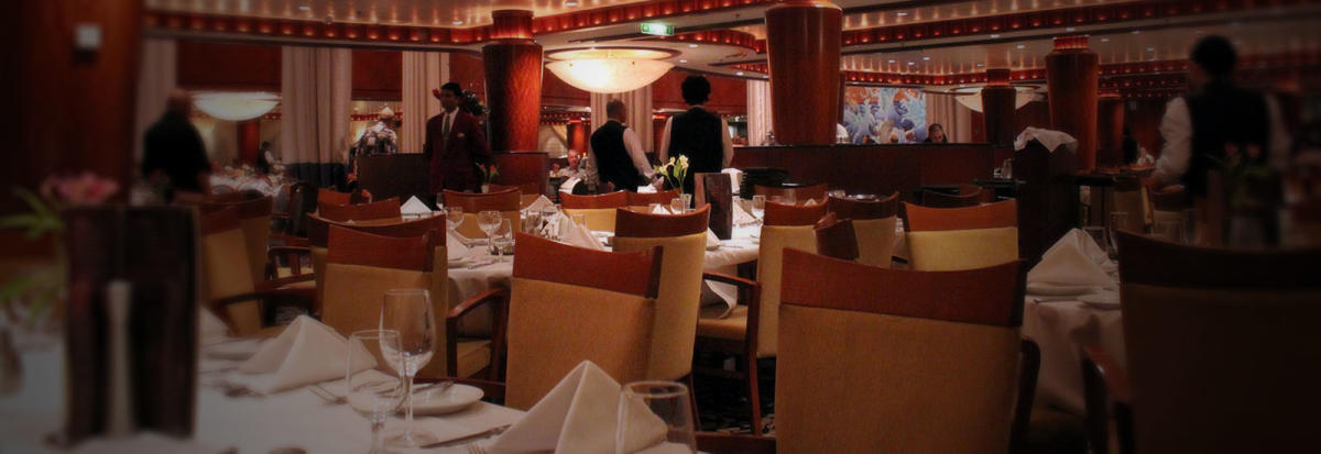 The interior of an upscale restaurant.