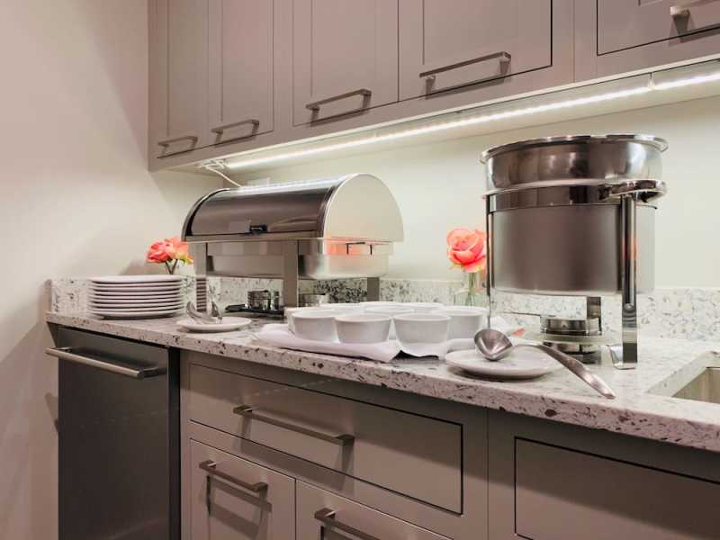 The buffet counter in the conference room at The Residences at Biltmore.