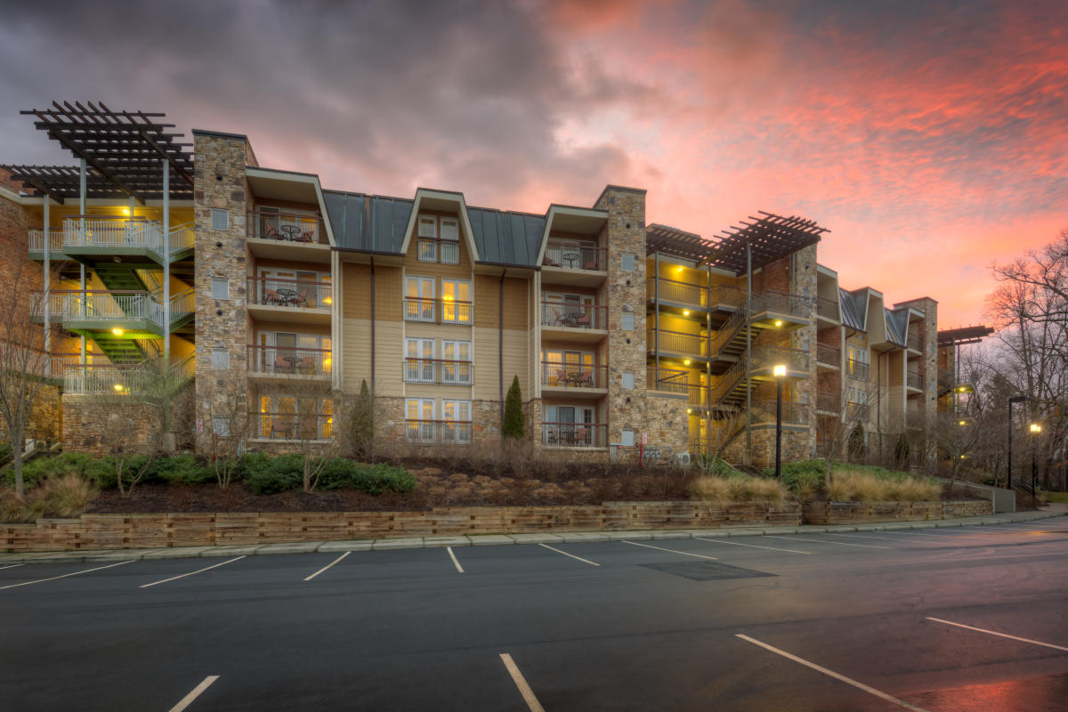 A pink summer sunset over Residences at Biltmore.