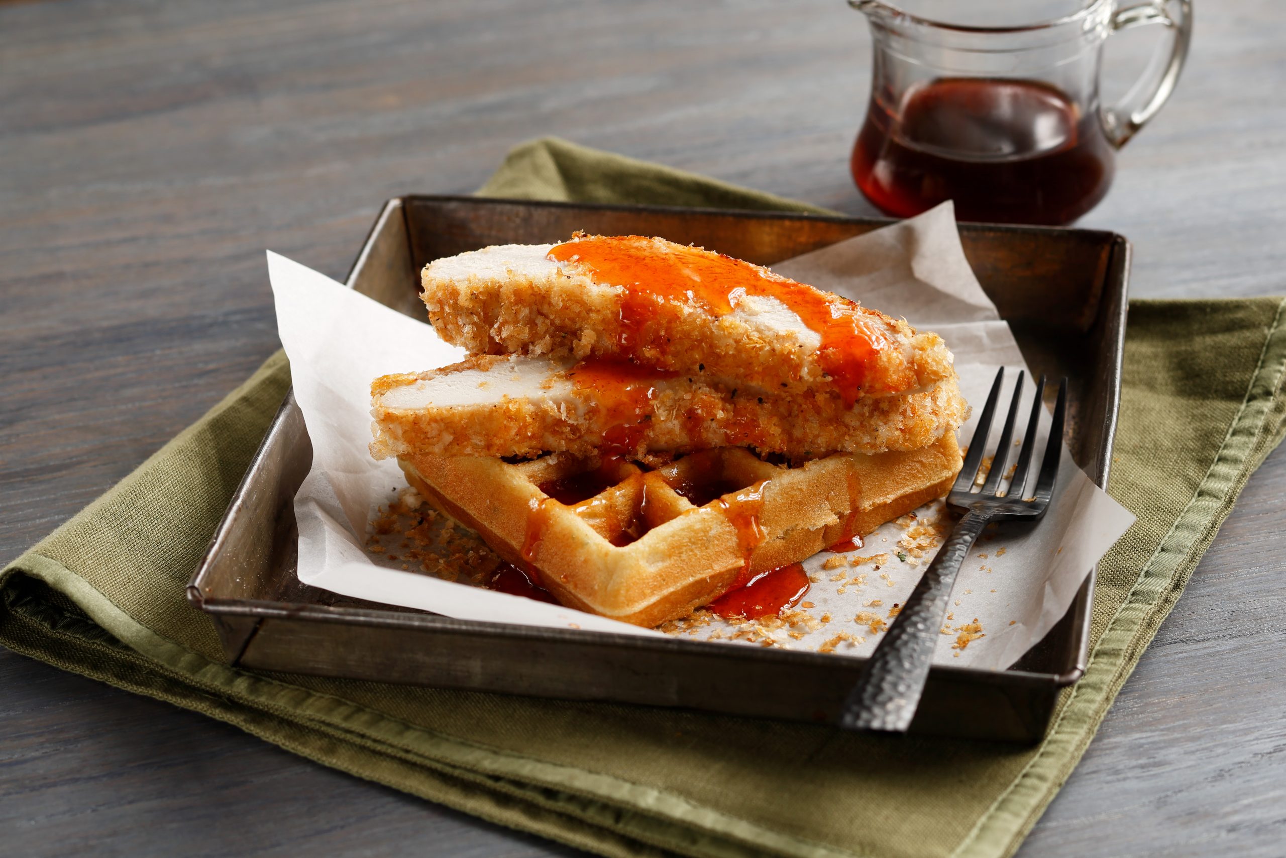 Idahoan® Chicken and Waffles with Maple-Sriracha Syrup