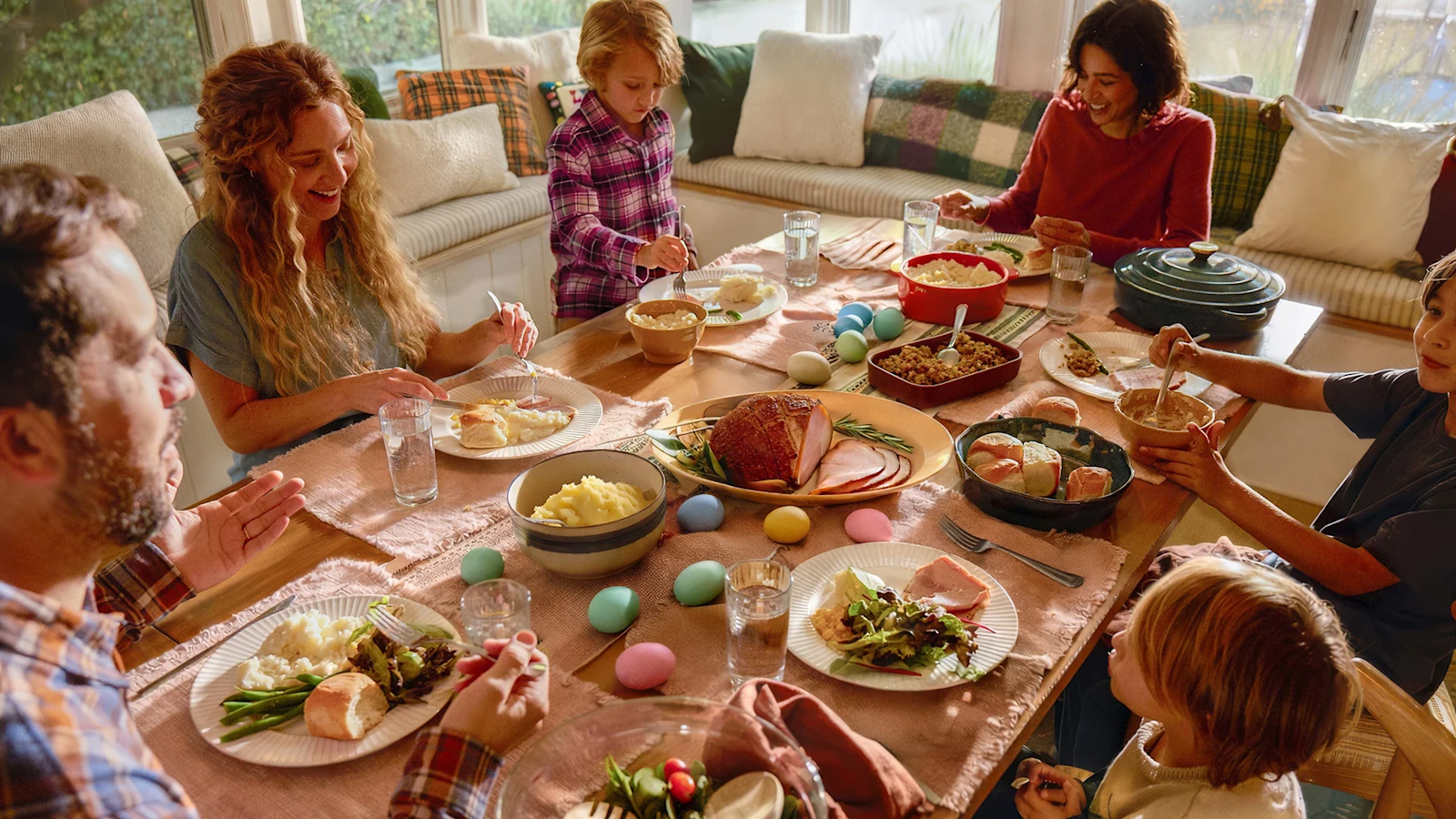 Family enjoying easter dinner