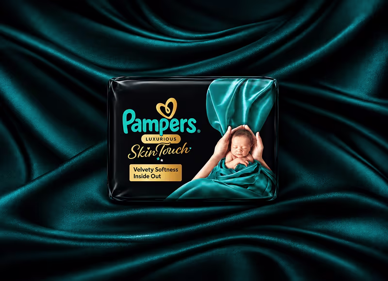 Pampers diaper pack product shot on carousel Pampers diaper pack product shot on carousel