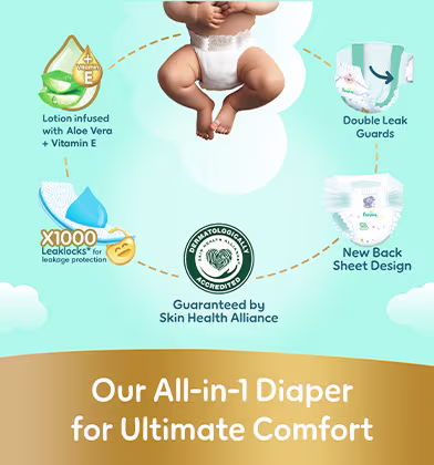 Our all-in-one diaper for Ultimate Comfort — complete protection and care for your baby Our all-in-one diaper for Ultimate Comfort — complete protection and care for your baby