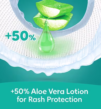 +50% Aloe Vera lotion for rash protection — enhanced moisturizing formula to help prevent diaper rash +50% Aloe Vera lotion for rash protection — enhanced moisturizing formula to help prevent diaper rash