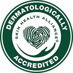 Skin Health Alliance accreditation badge — dermatologically tested and accredited as skin safe