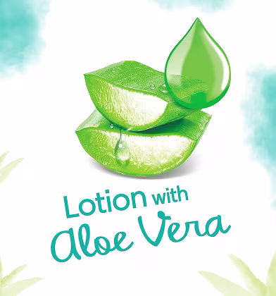 Lotion with Aloe Vera — gentle moisturizing wipes enriched with natural aloe vera for baby's skin