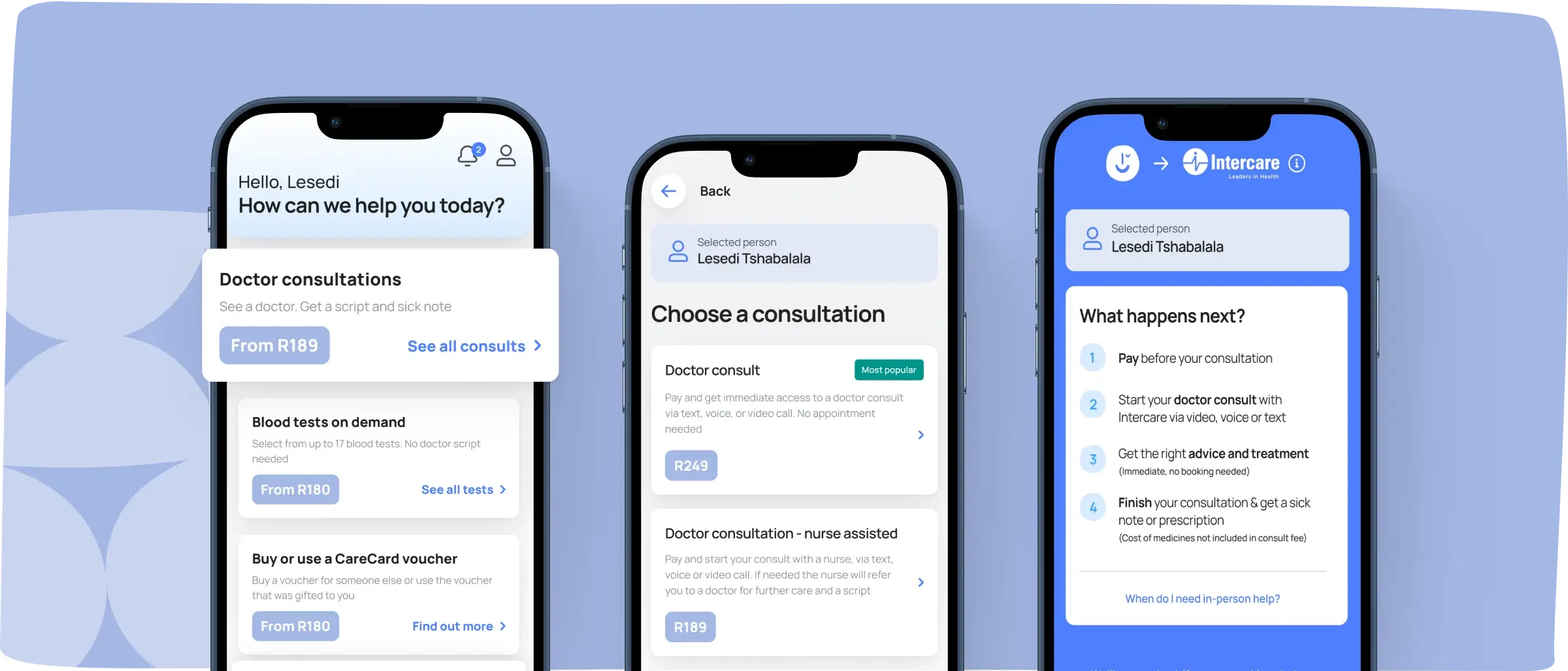 Unu Health app interface showing doctor consultation options.