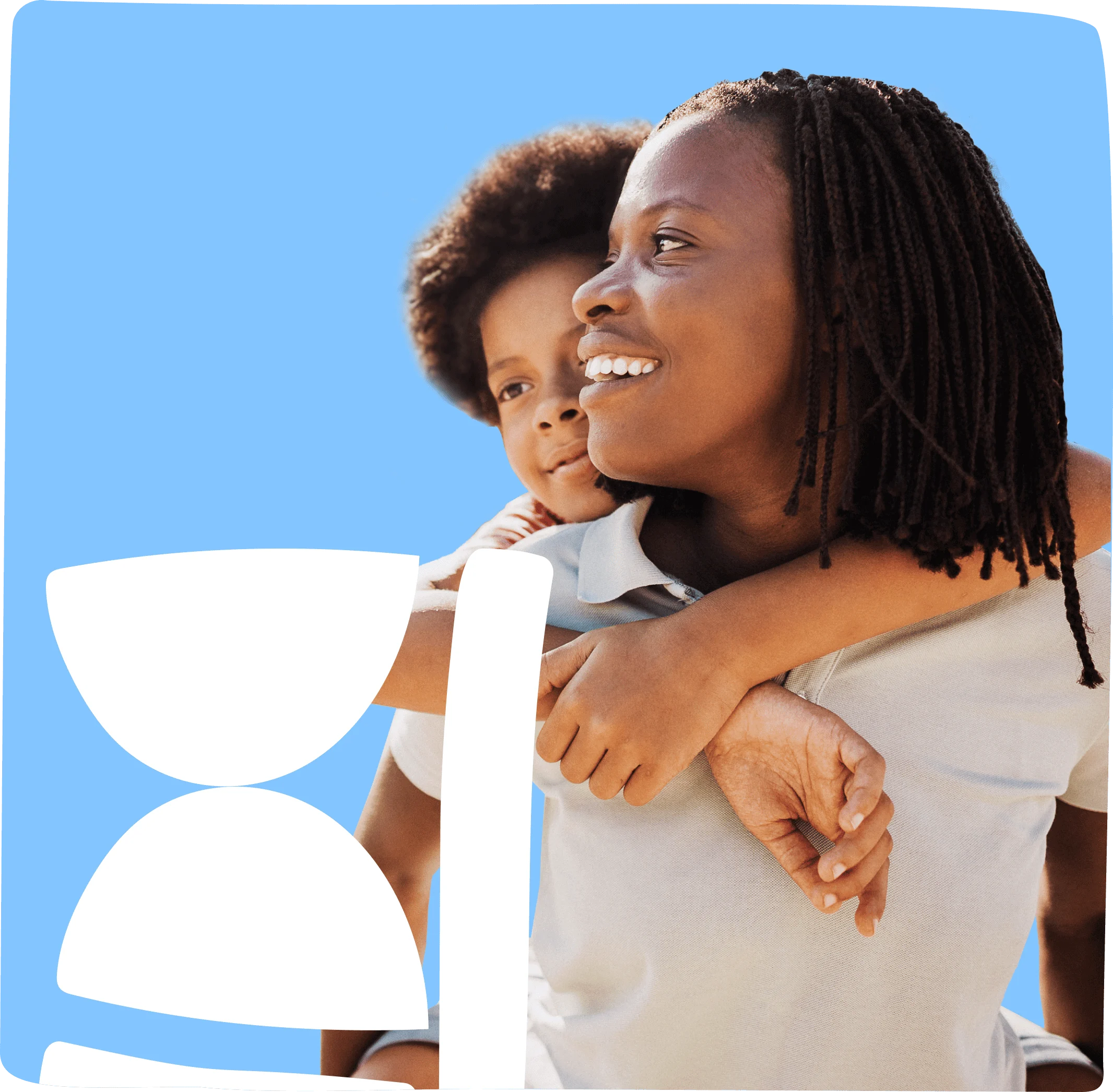 Mother holding her smiling daughter after a virtual doctor consultation on the Unu Health app.