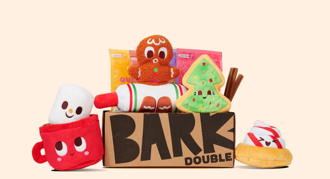 BarkBox full of plush holiday-themed toys