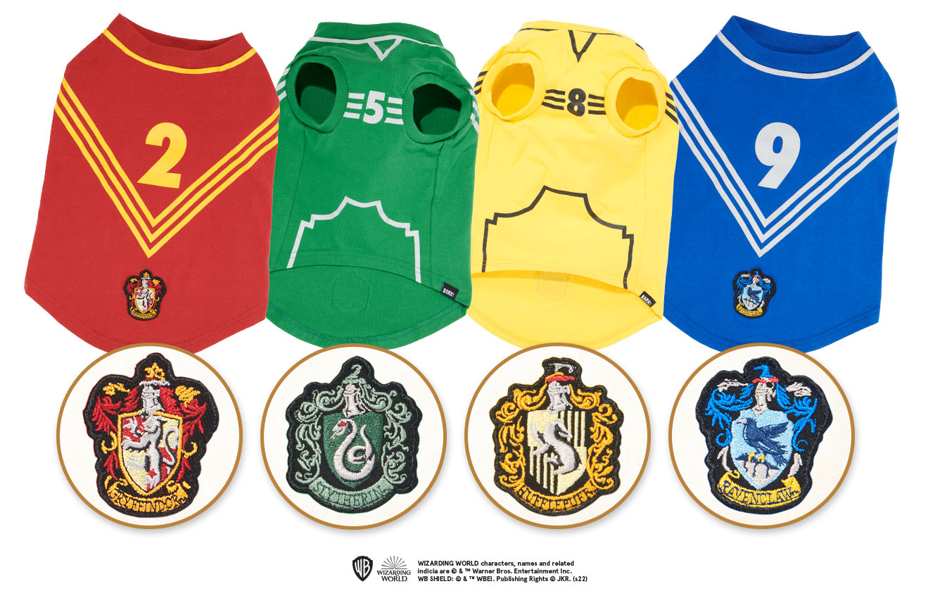 Four Harry Potter Quidditch Jerseys - Griffyndor, Slytherin, Hufflepuff, Ravenclaw