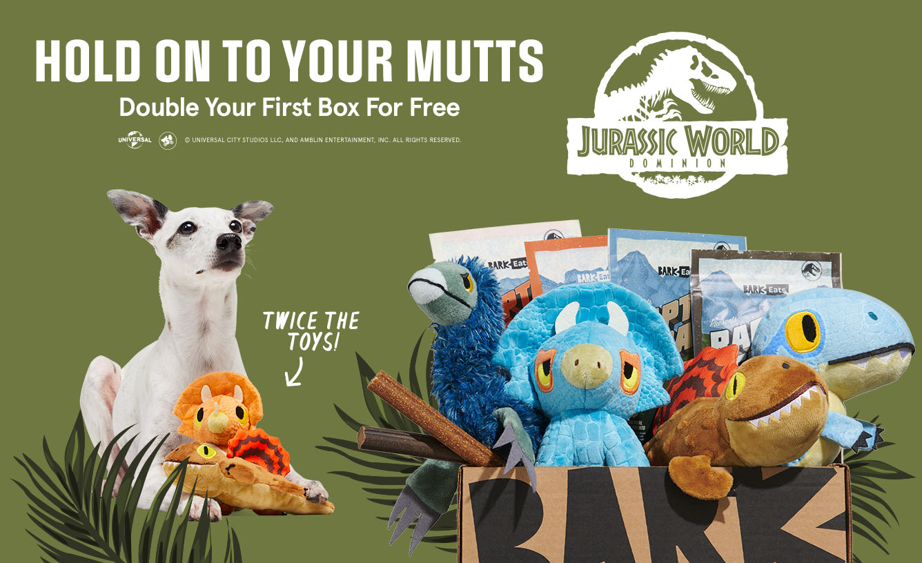 HOLD ON TO YOUR MUTTS - Double Your First Box For Free - Jurassic World - Twice the Toys!