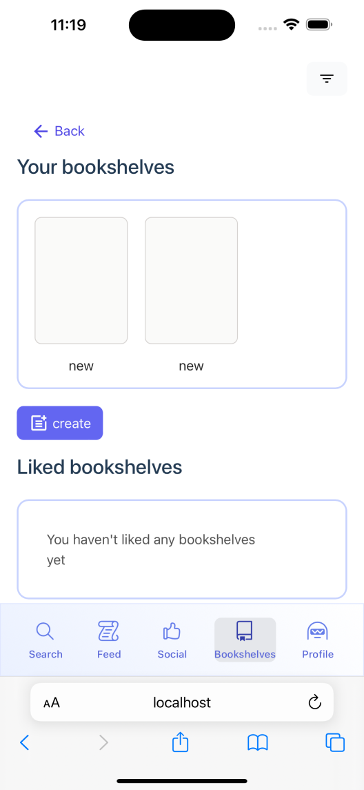 WIP bookshelves for building book playlists