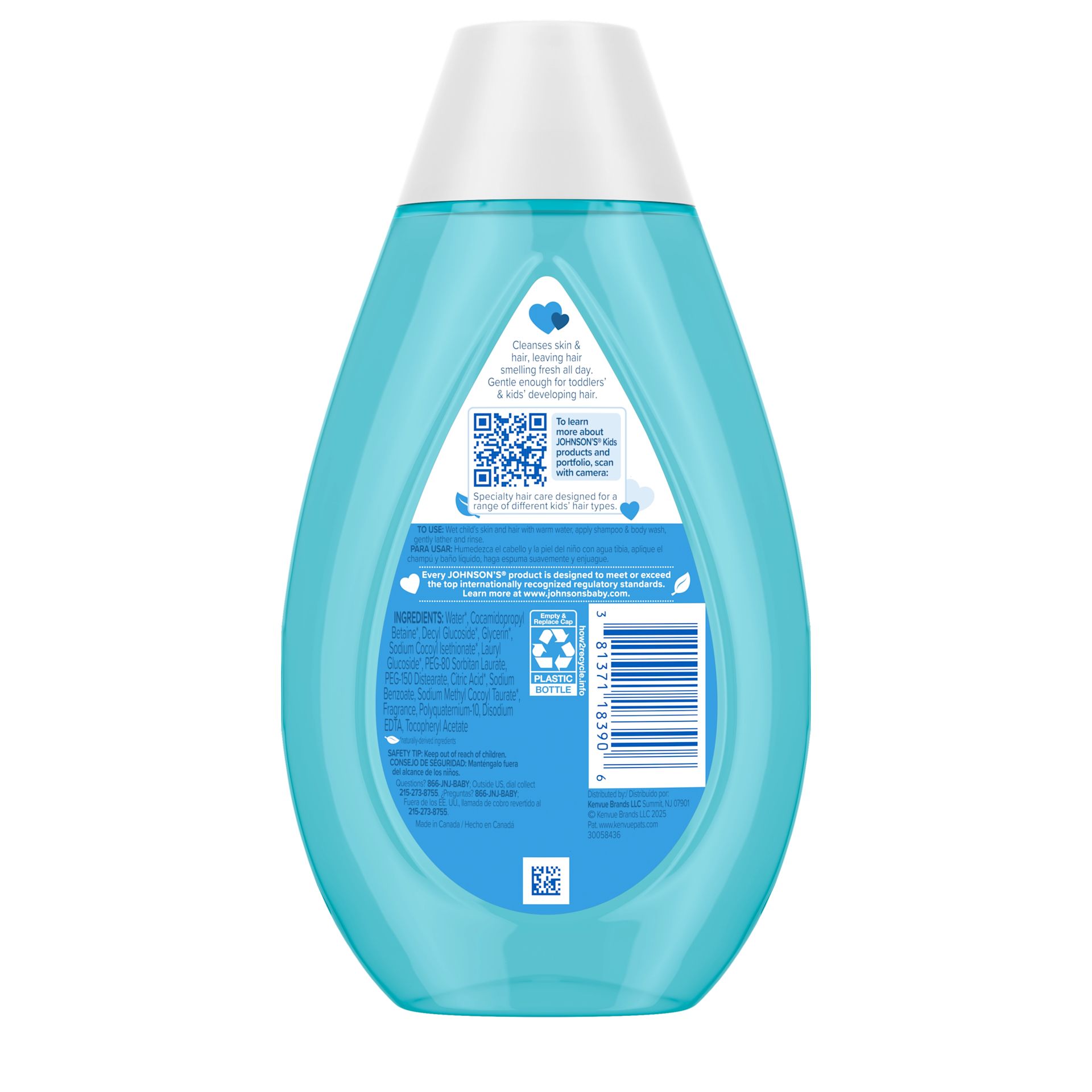 Back Pack shot of Johnson's® Clean & Fresh Shampoo & Body Wash 13.6FL OZ 400ML