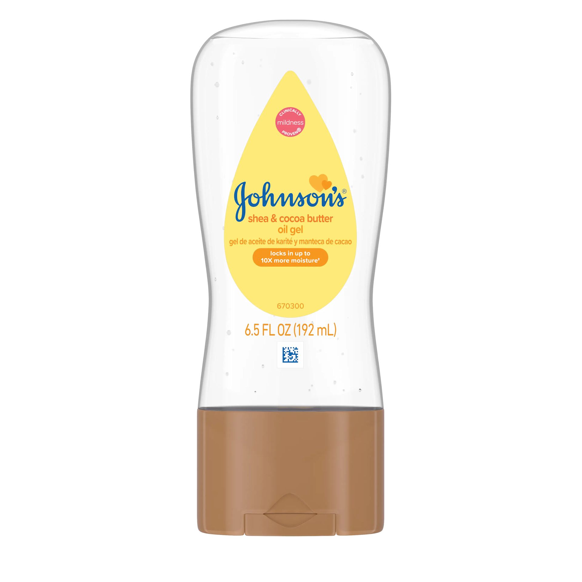 Front Pack shot of Johnson's® Baby Shea & Cocoa Butter Oil Gel 6.5oz 192ML