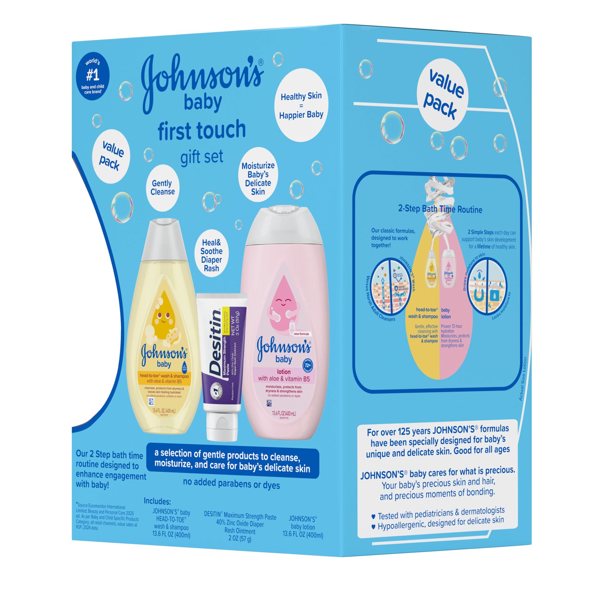Turned Pack shot of Johnson's® First Touch® Baby Gift Set