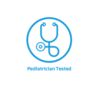 Blue stethoscope icon inside a circle with the text 'Pediatrician Tested' below.