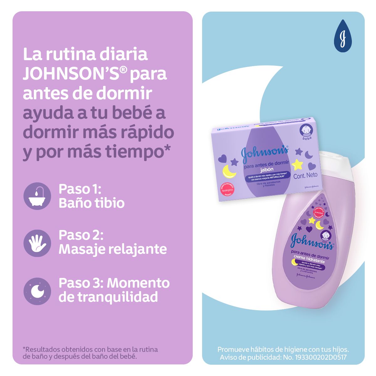 JOHNSON’S® baby jabón cremoso para antes de dormir