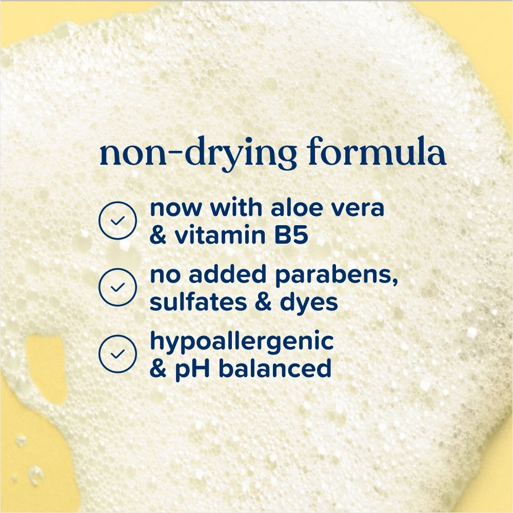 Non-drying formula now with aloe vera & vitamin B5 Hypoallergenic and pH balanced.