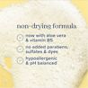 Non-drying formula now with aloe vera & vitamin B5 Hypoallergenic and pH balanced.