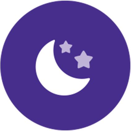 Lua e estrelas num fundo roxo