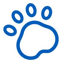 Blue paw print icon representing Johnsons Baby's commitment to animal welfare and caring for the planet.
