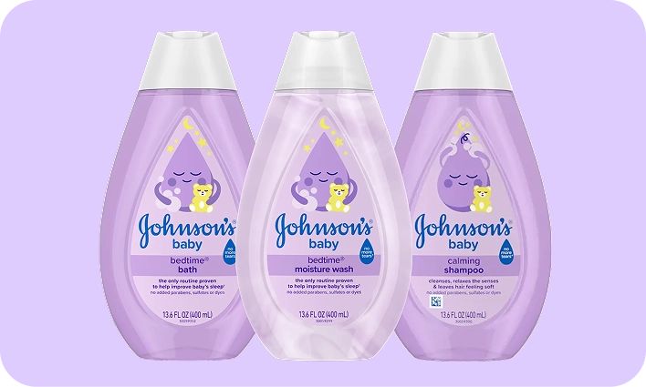 Bedtime products card image, featuring JOHNSON’S® bedtime lineup