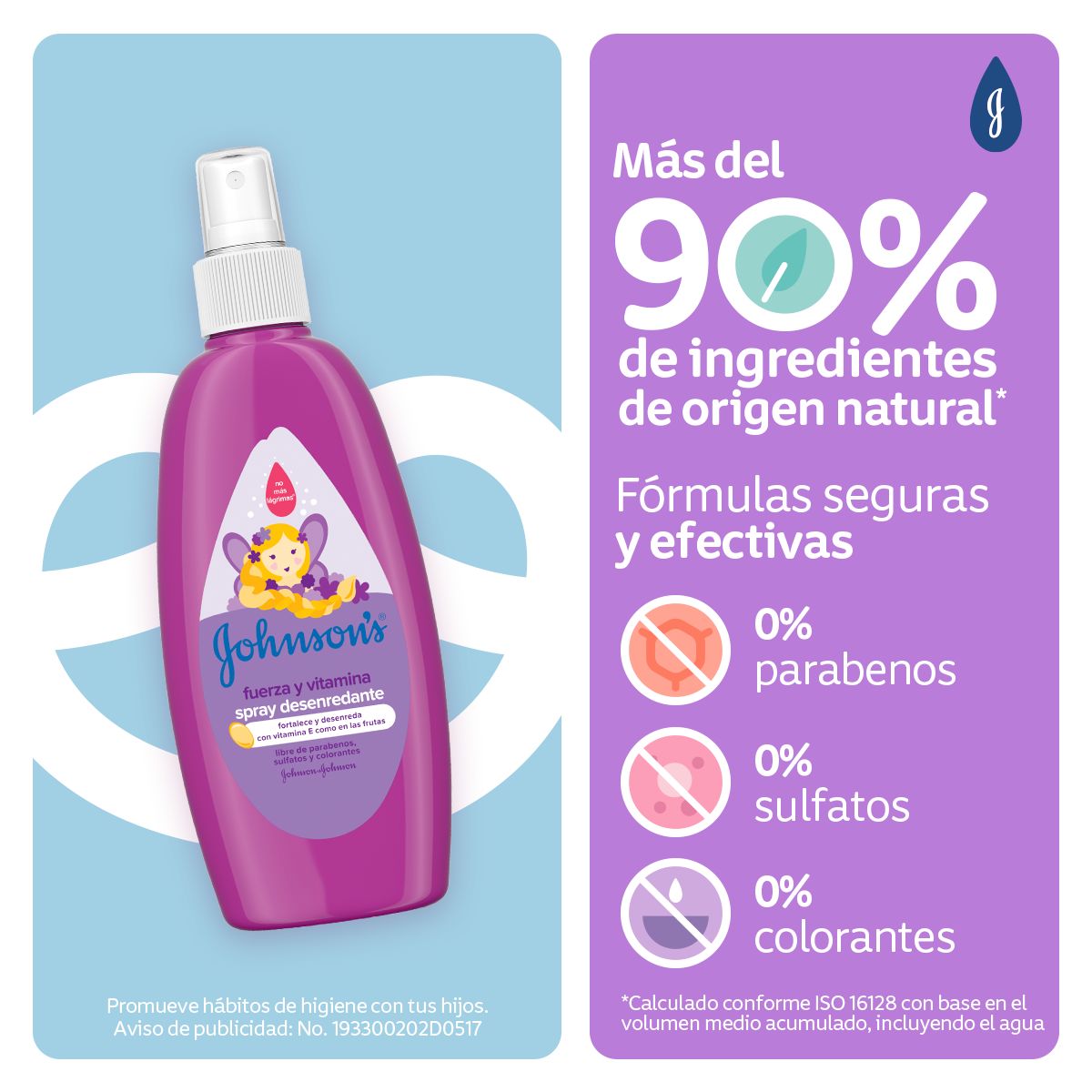 JOHNSON’S® spray para peinar fuerza y vitamina