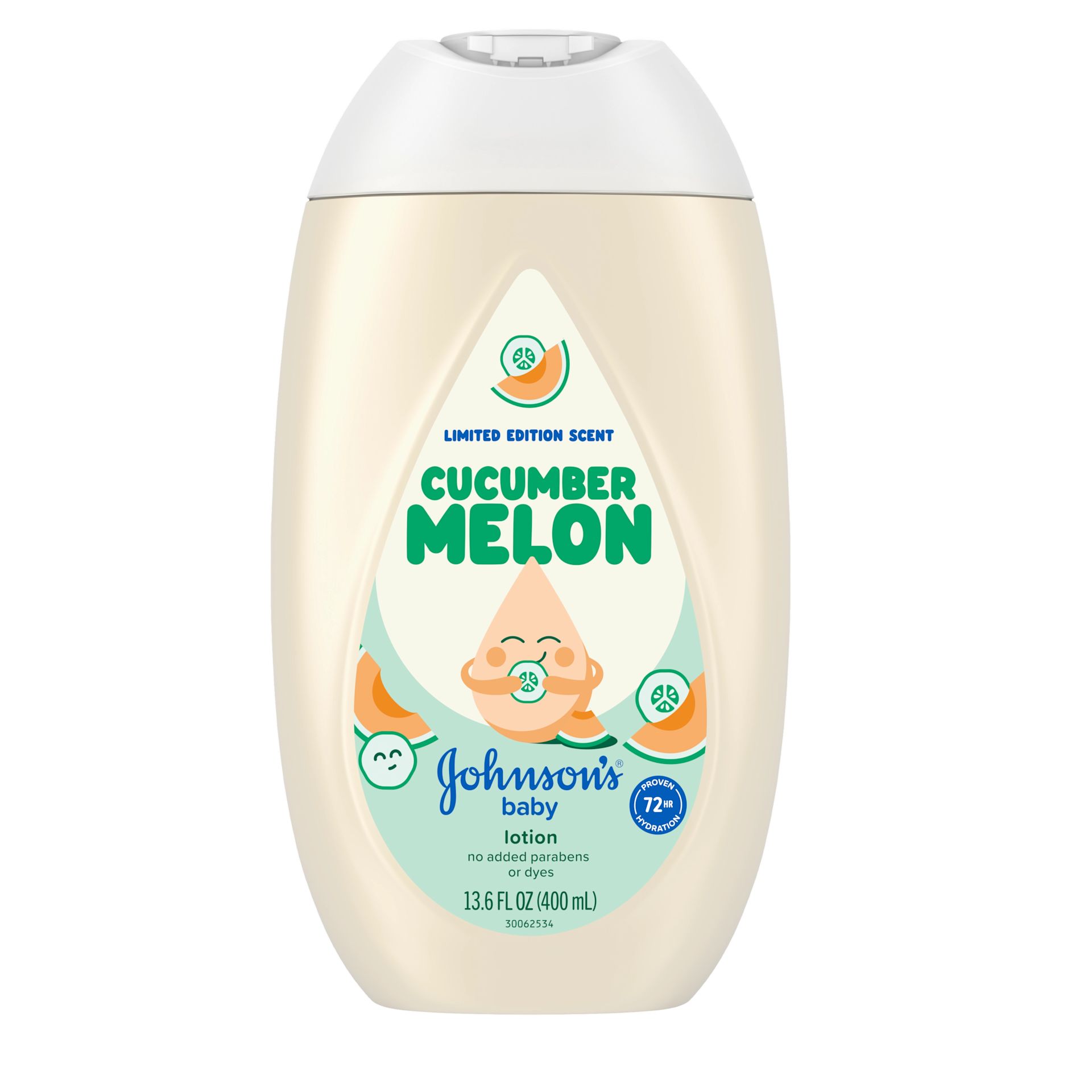  Front Pack Shot of JOHNSON’S® Baby Lotion, Cucumber Melon Scent, 13.6oz