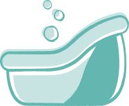 1 Bañera para bebé llena de agua tibia