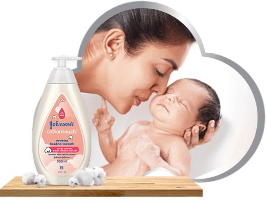 जॉनसन्स ® कॉटनटच® न्यू बॉर्न हेड-टू-टो बाथ