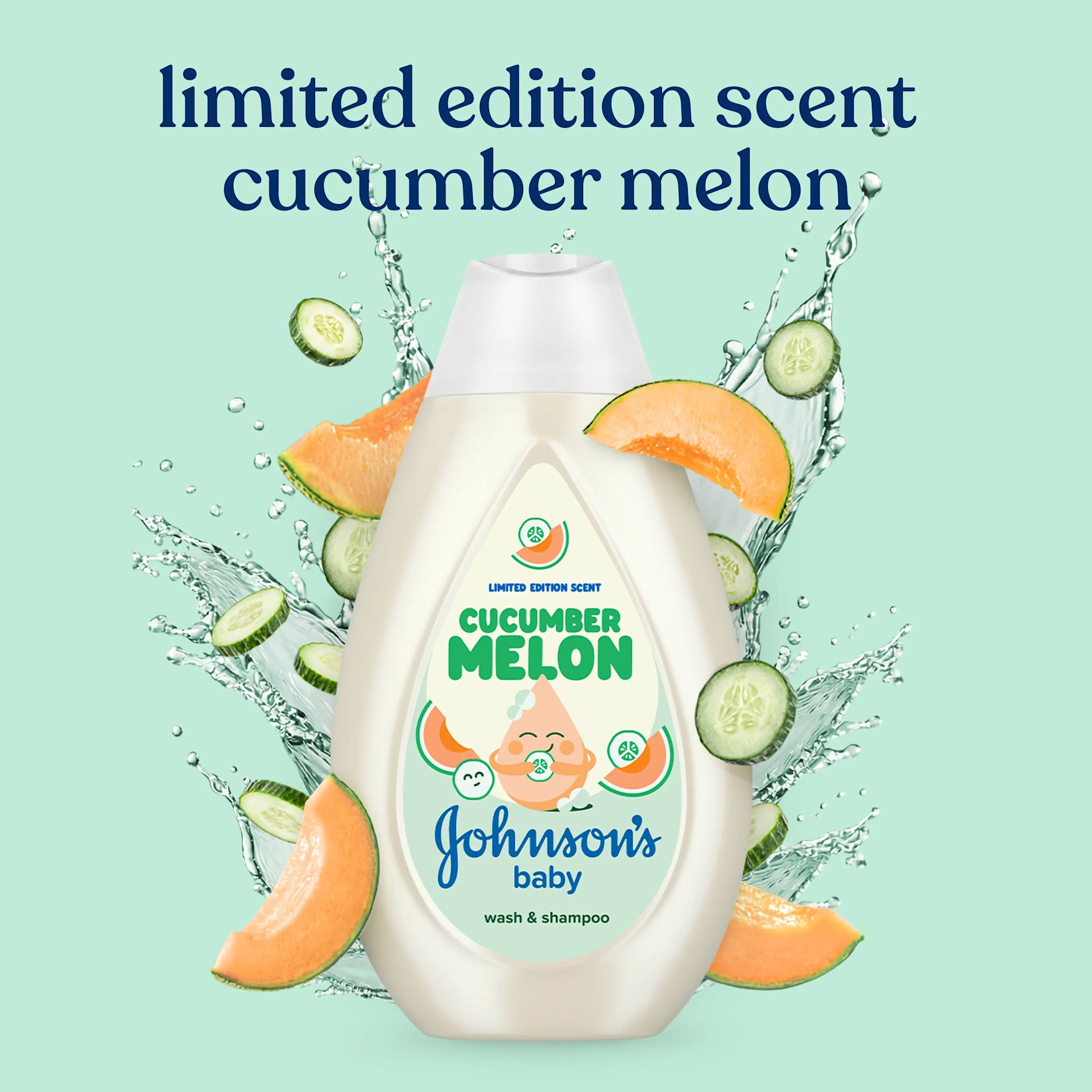 JOHNSON’S® Baby Wash Shampoo Limited edition scent cucumber melon