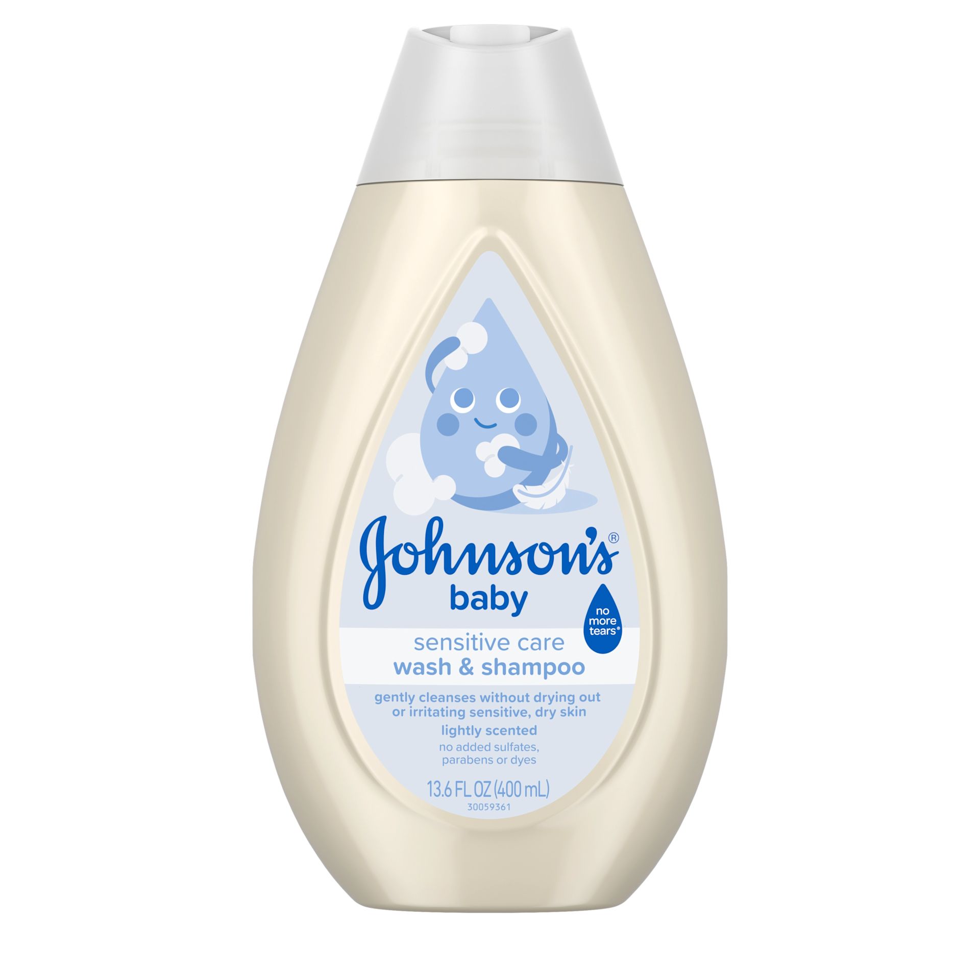 Front Pack shot of Johnson's® Sensitive Care Baby Body Wash & Shampoo 13.6FL OZ 400ML
