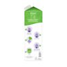 Carton with a green top displaying refill instructions, indicating to squeeze, twist, pull up the cap, pour, reclose, and recycle. "refill guide" and "use to refill your JOHNSON’S® BEDTIME® bath bottles" are prominently featured.