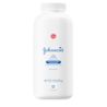 Johnson's baby powder in a 9 oz white bottle, labeled with no parabens, phthalates, or dyes.