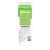 Rectangular green and white carton displays text: "Johnson's. Packaging changes can make a difference." Describes eco-friendly packaging and contains a warning section and ingredient list. Context: product packaging for baby bath liquid.
