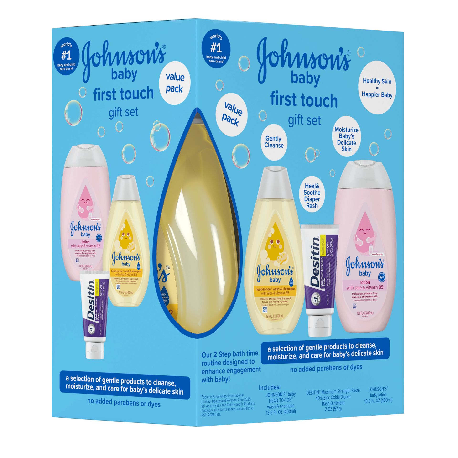 Turned Pack shot of Johnson's® First Touch® Baby Gift Set