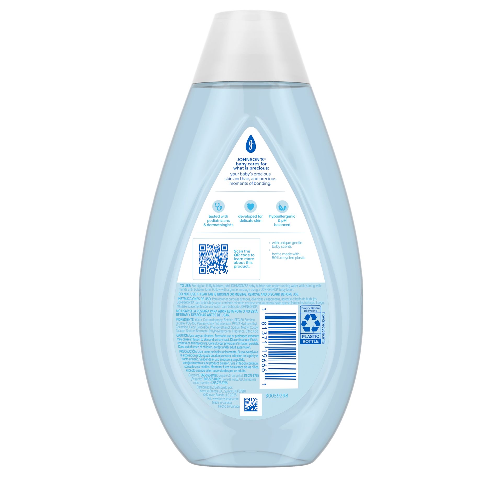 Back Pack shot of Johnson's® Baby Bubble Bath 13.6FL OZ 400ML