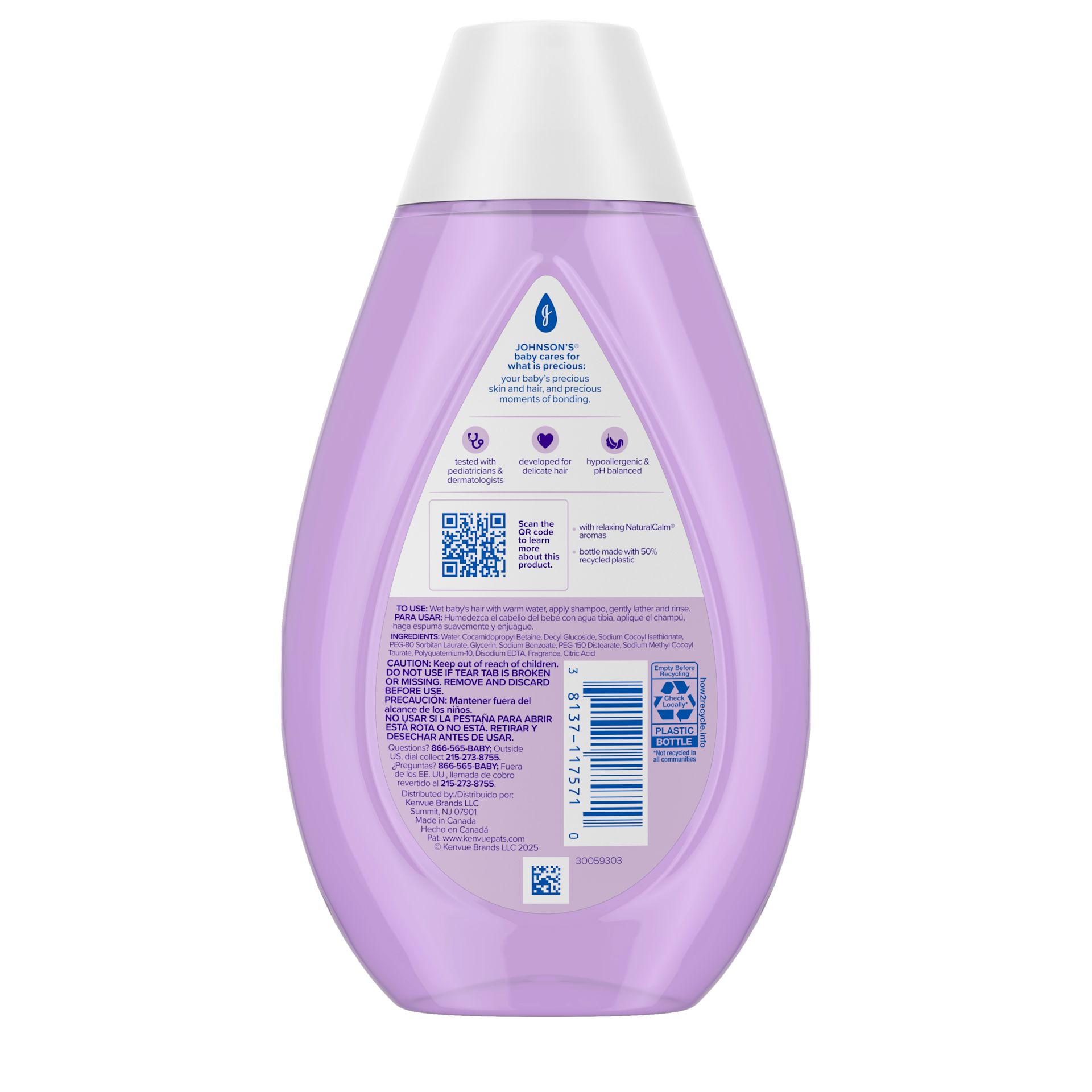 Back Pack shot of Johnson's® Calming Shampoo 13.6FL OZ 400ML