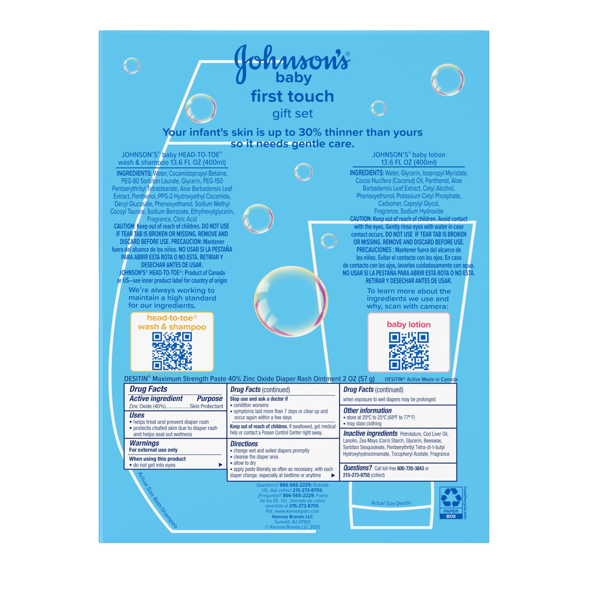 Back Pack shot of Johnson's® First Touch® Baby Gift Set