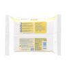 Package of baby wipes with ingredients and product information on the back, boasting ultra-soft fibers and over 99% of germ removal.