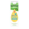 A rectangular carton with a white body and green top, containing "Johnson's head-to-toe wash & shampoo." Text: "33.8 FL OZ VALUE SIZE," "WASH & SHAMPOO REFILL," "gently cleanses newborn's sensitive skin," and "88% less plastic."