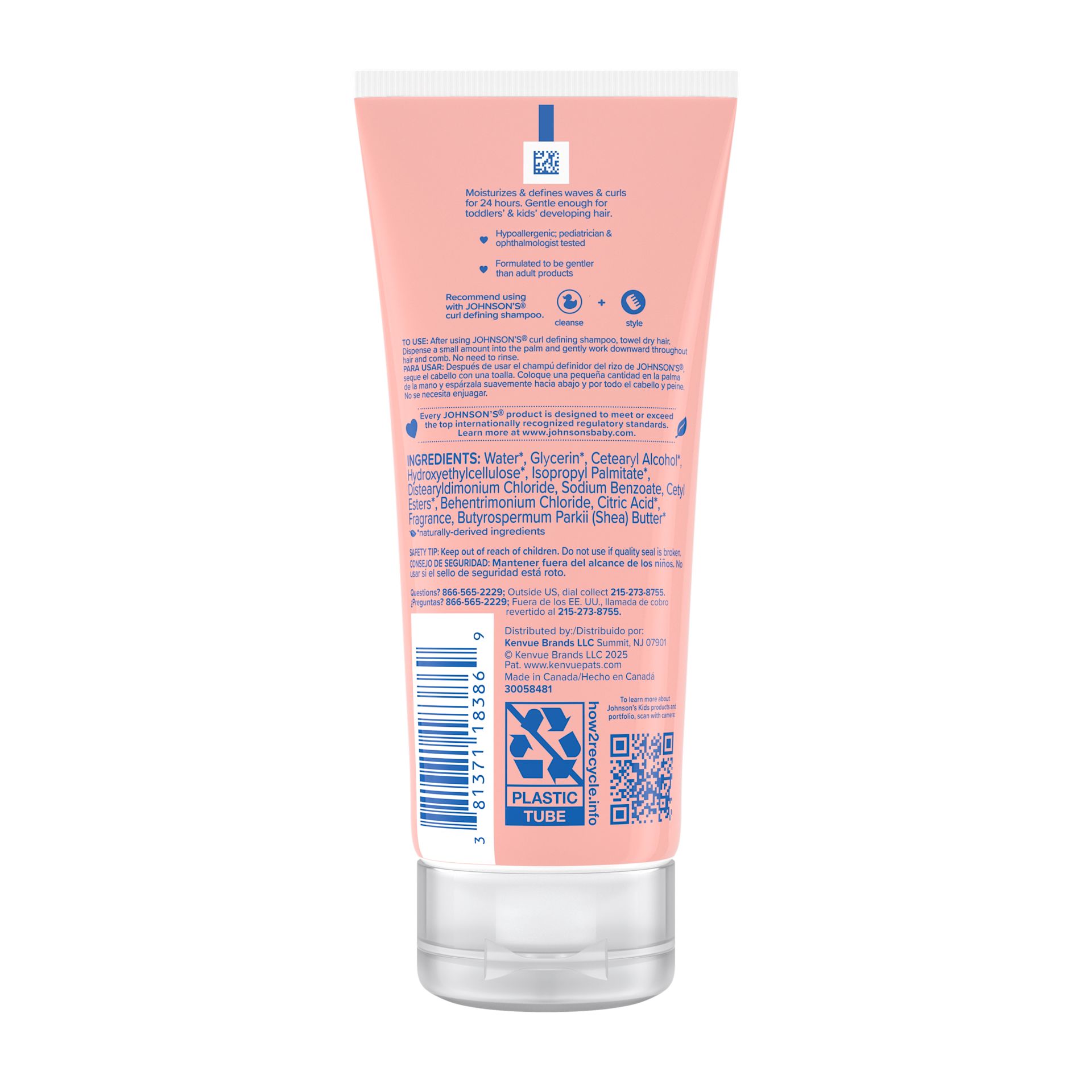Back Pack shot of Johnson's® Curl Defining Leave-In Conditioner 6.8FL OZ 200ML