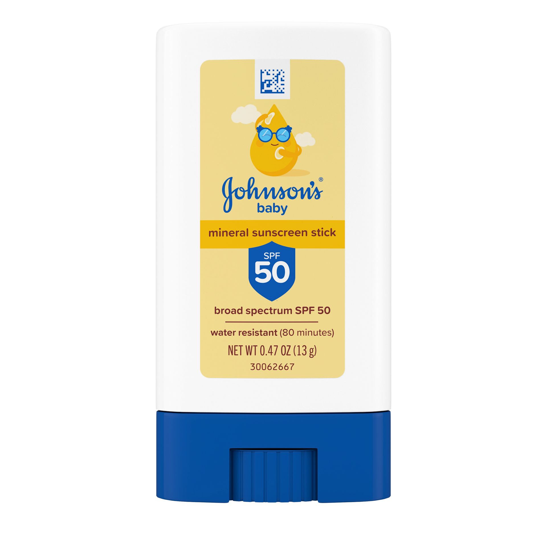 Front Pack Shot of JOHNSON’S® Baby Mineral Sunscreen Stick, SPF 50, 0.47oz
