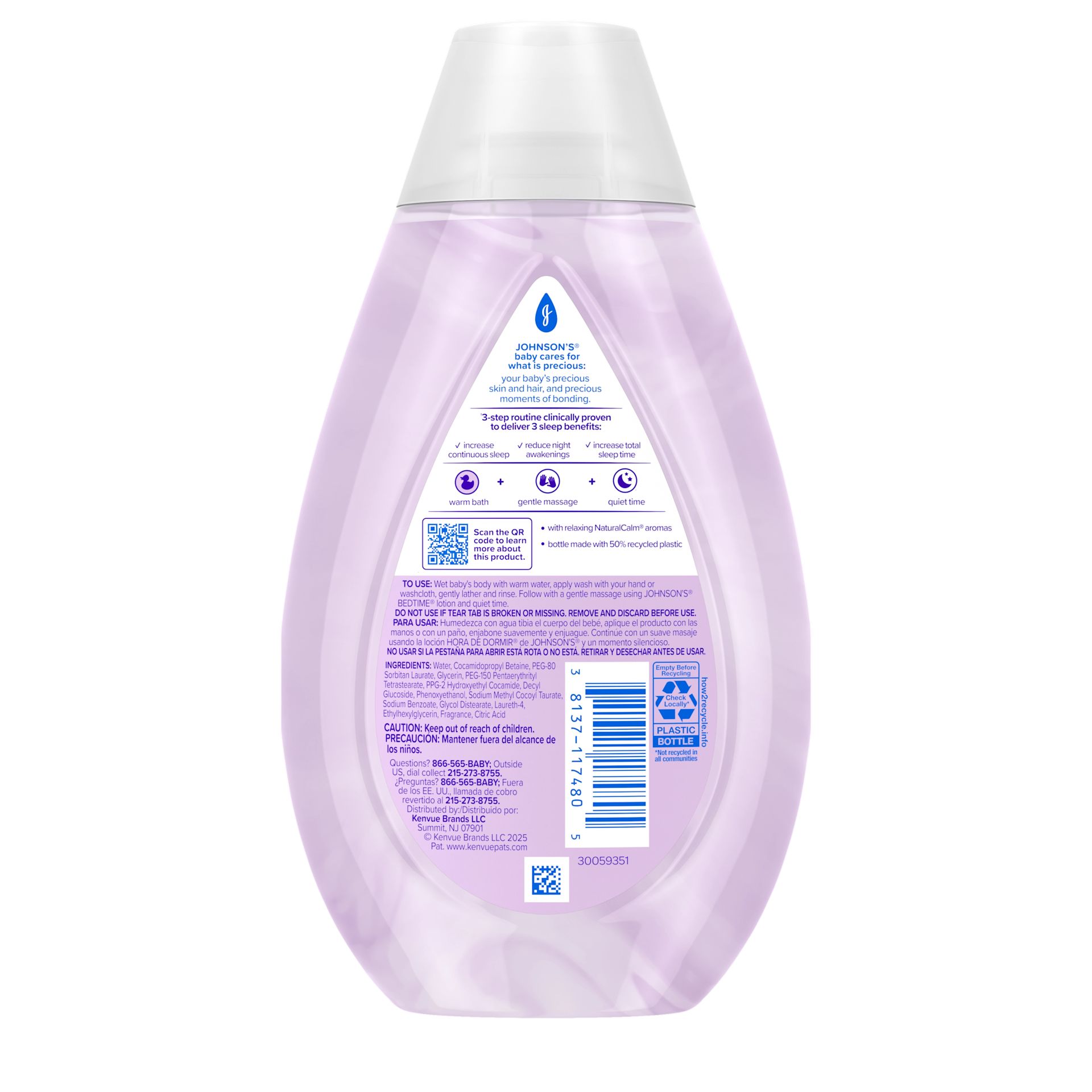 Back Pack shot of Johnson's® Bedtime® Moisture Wash 13.6FL OZ 400ML