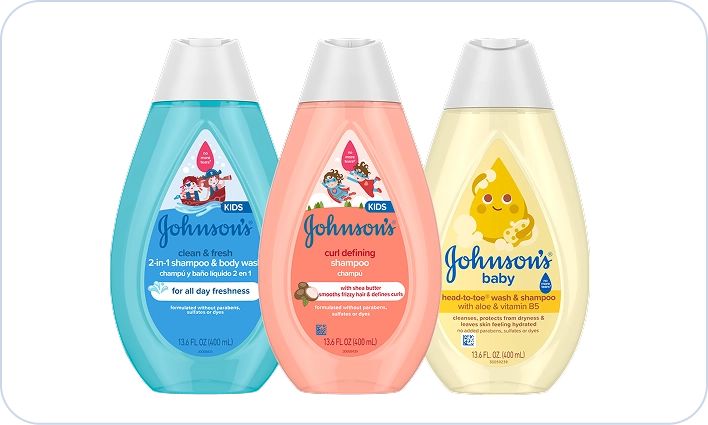 Hair Care card image, featuring clean & fresh, shiny & soft and head-to-toe shampoos
