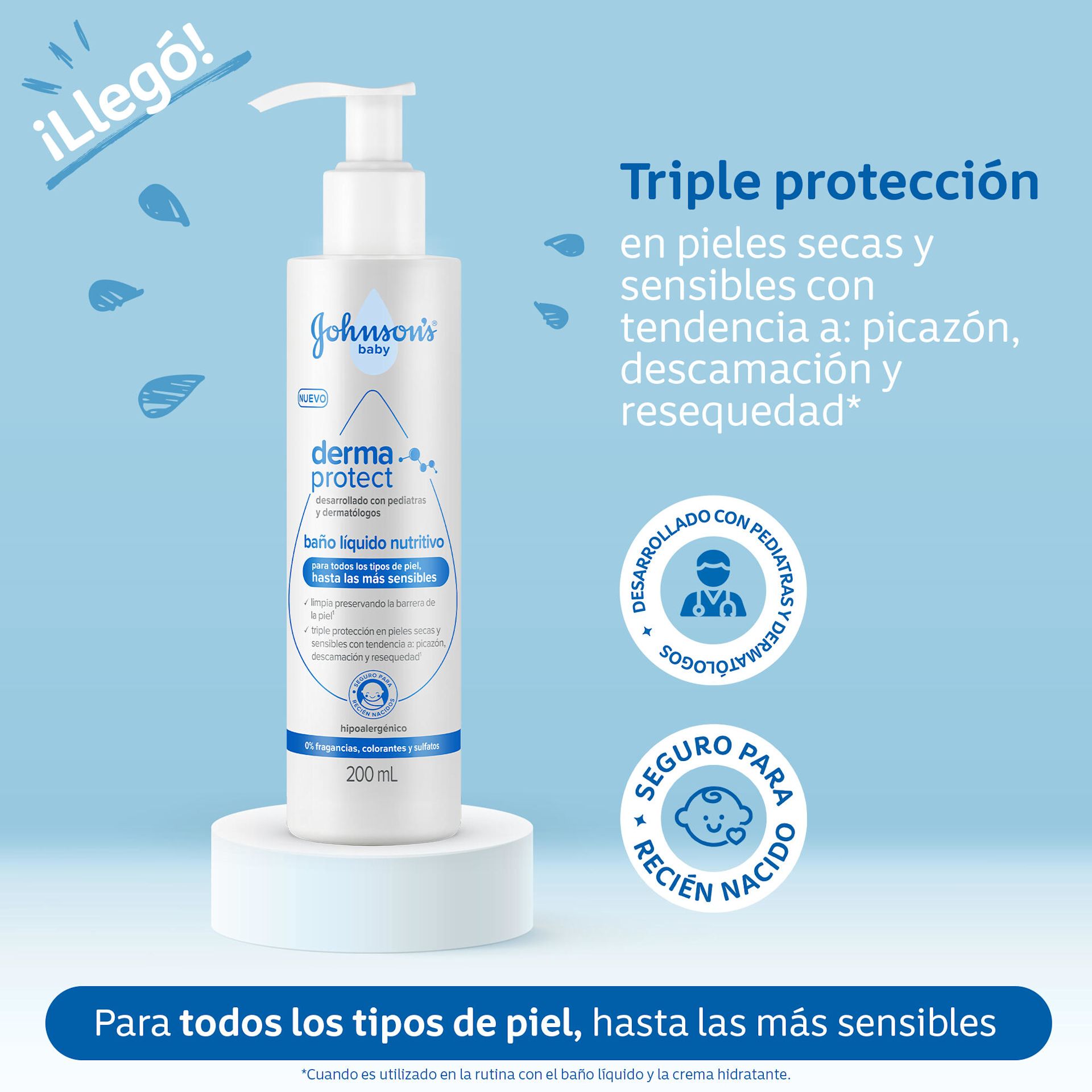 Baño Líquido Bebé JOHNSON'S Derma Protect